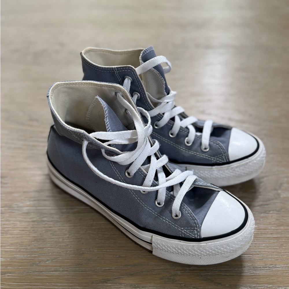 Converse blue colored platform hi-top sneakers
